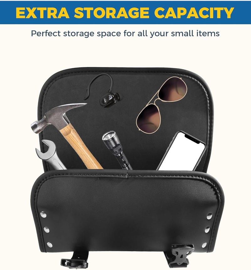 UBOG Motorcycle Handlebar Bag,Car Accessories Motorcycle Tool Bag,Pu Leather Motorcycles Fork Bag,Autobikes Side Bag with Straps,Motorcycles Bag,Autobike Storage Bag,Suitable for Most Autobike - Image 3